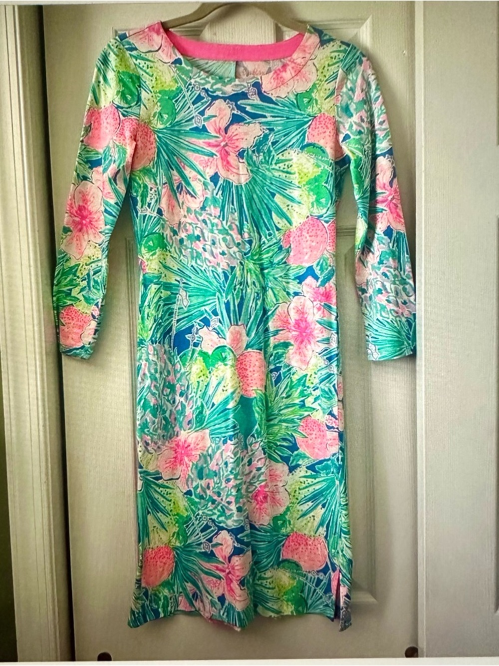 Lilly Pulitzer Tropical Floral Dress in Aqua & Pink